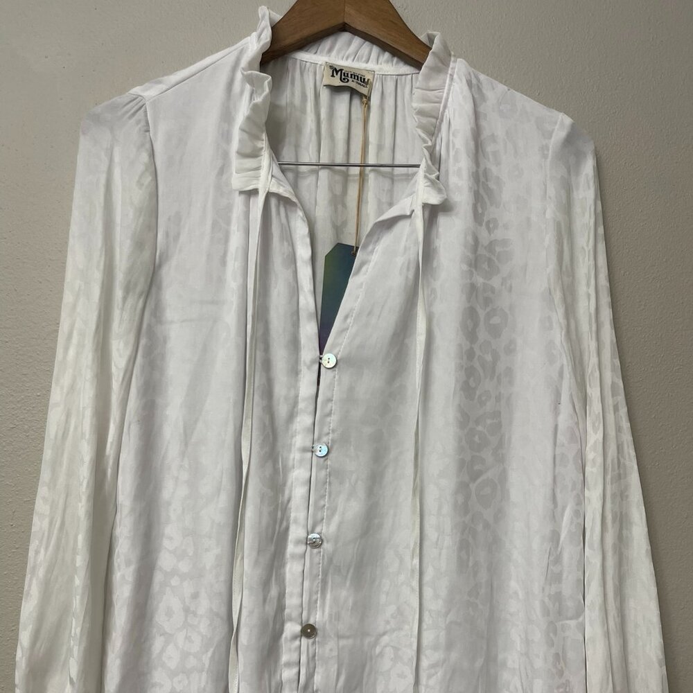 NWT! Show Me Your Mumu White Leopard Flowy Blouse XS
